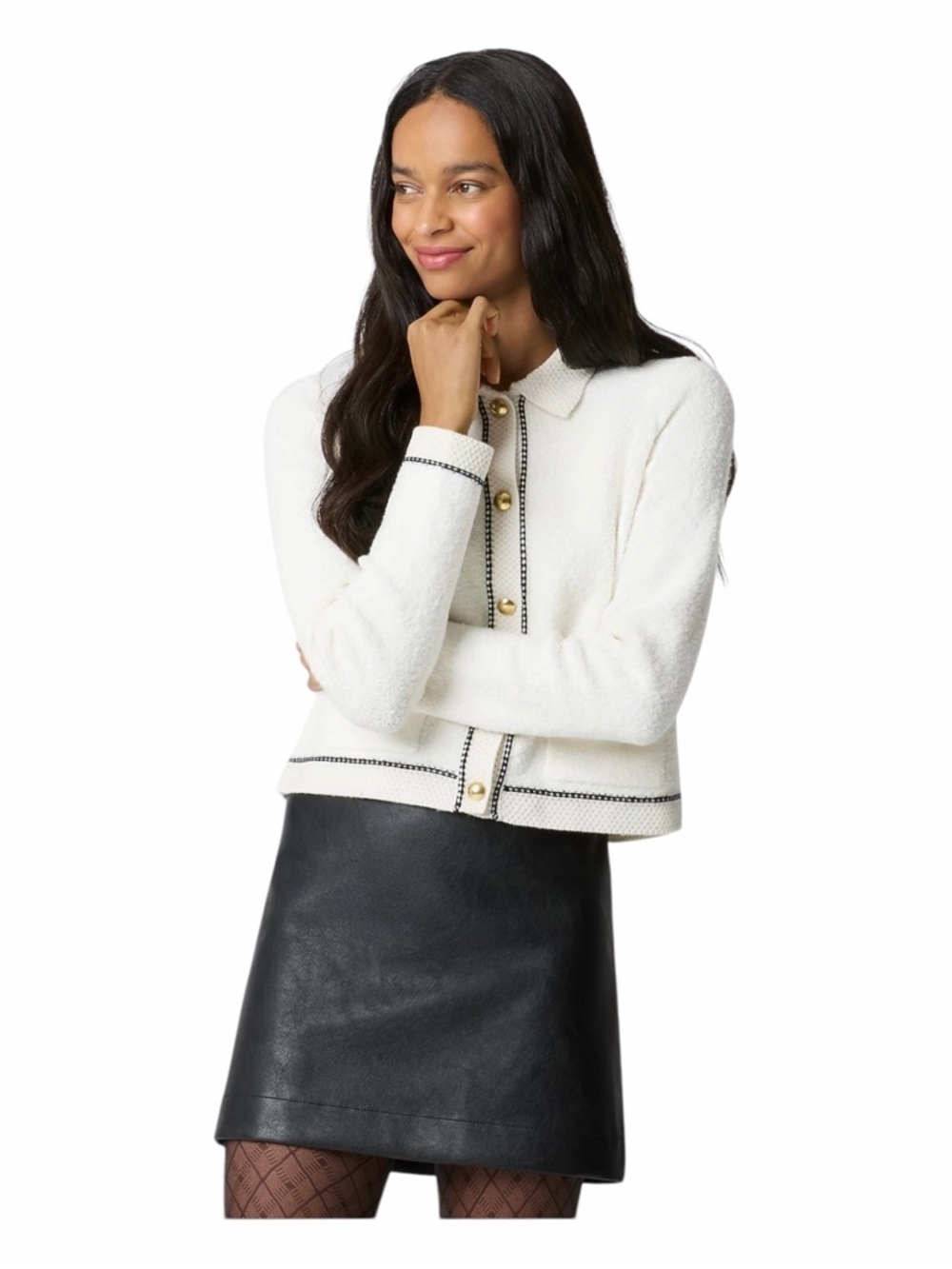NWT! J. Crew Black Faux-Leather A-Line Mini Skirt. Size 14. - Picture 3 of 9
